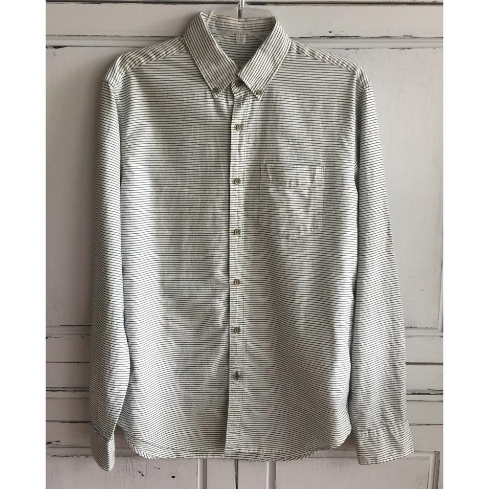 American Eagle AE Premium Indigo Mens Medium Long Sleeve Blue White Stripe